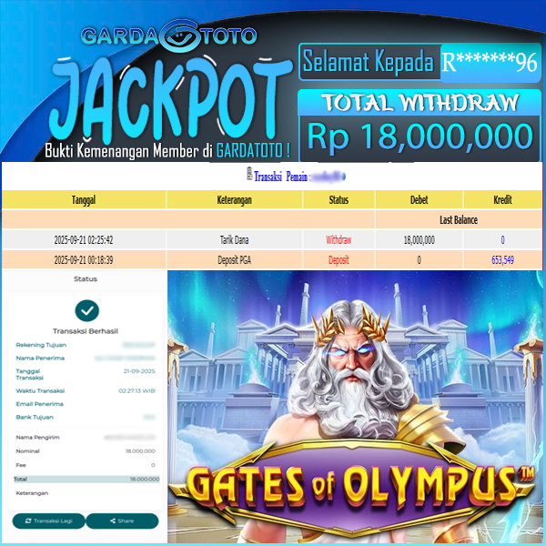 JACKPOT DI PERMAINAN SLOT PRAGMATIC PLAY GATES OF OLYMPUS SUPER SCATTER WD Rp18.000.000,- DIBAYAR LUNAS