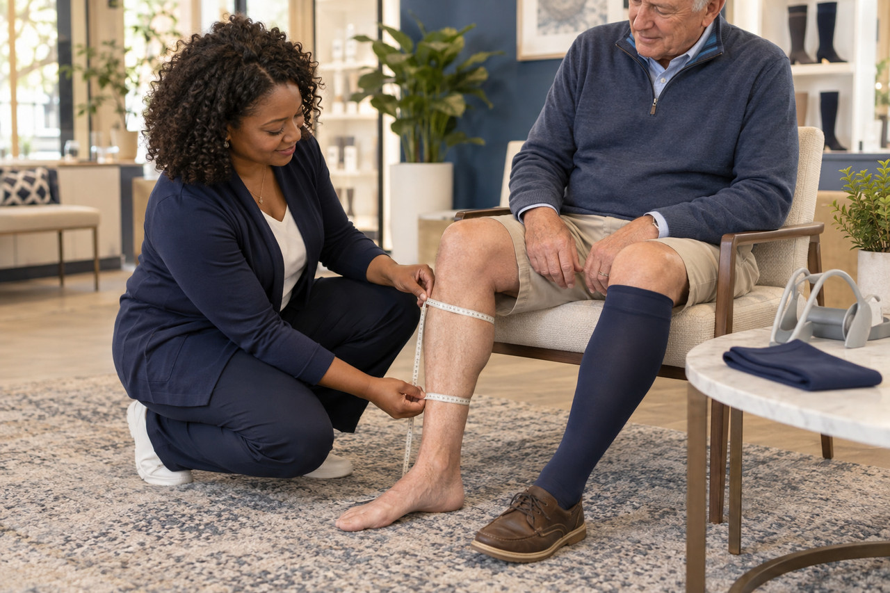 Compression garment fitting and measurement