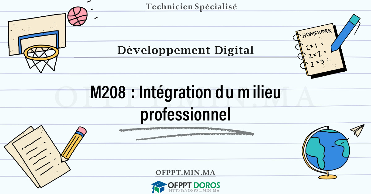 Sommaire détaillé du cours Intégration du milieu professionnel M208 OFPPT - Structure du module
