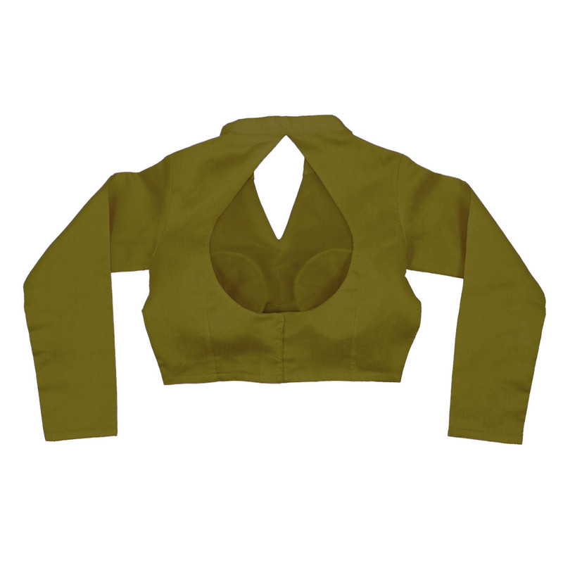 Women's Designer Sari Blouse Dupion Silk Collor Neck Long Sleeve Crop Top Choli - Picture 32 of 82