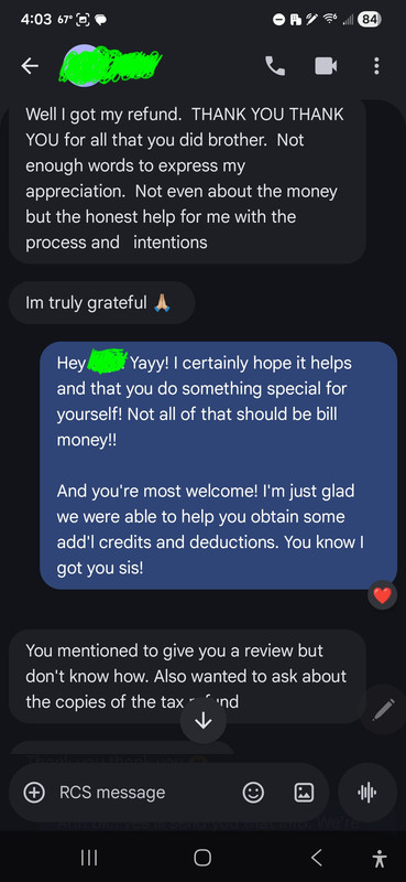 Client testimonial - grateful