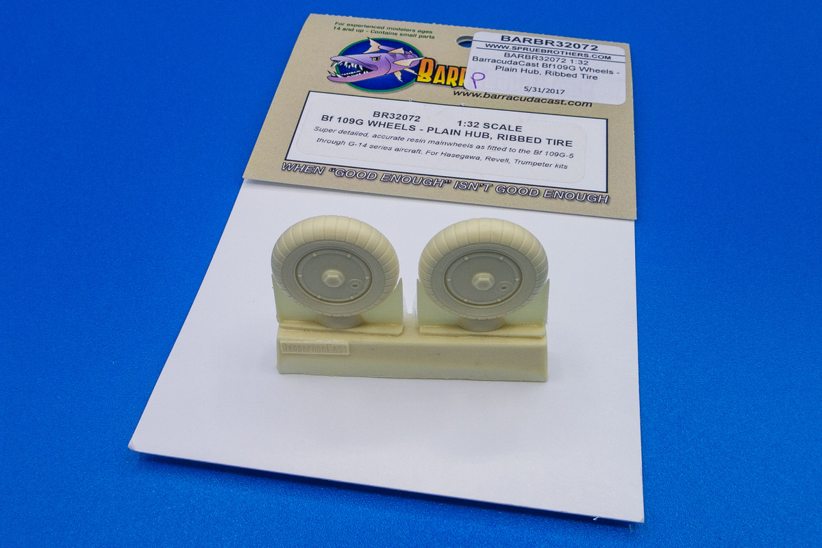 1/32 BarracudaCast Bf 109G Wheels - Plain Hub, Ribbed Tire BR32072 1/32 BarracudaCast Bf 109G Wheels - Plain Hub, Ribbed Tire BR32072