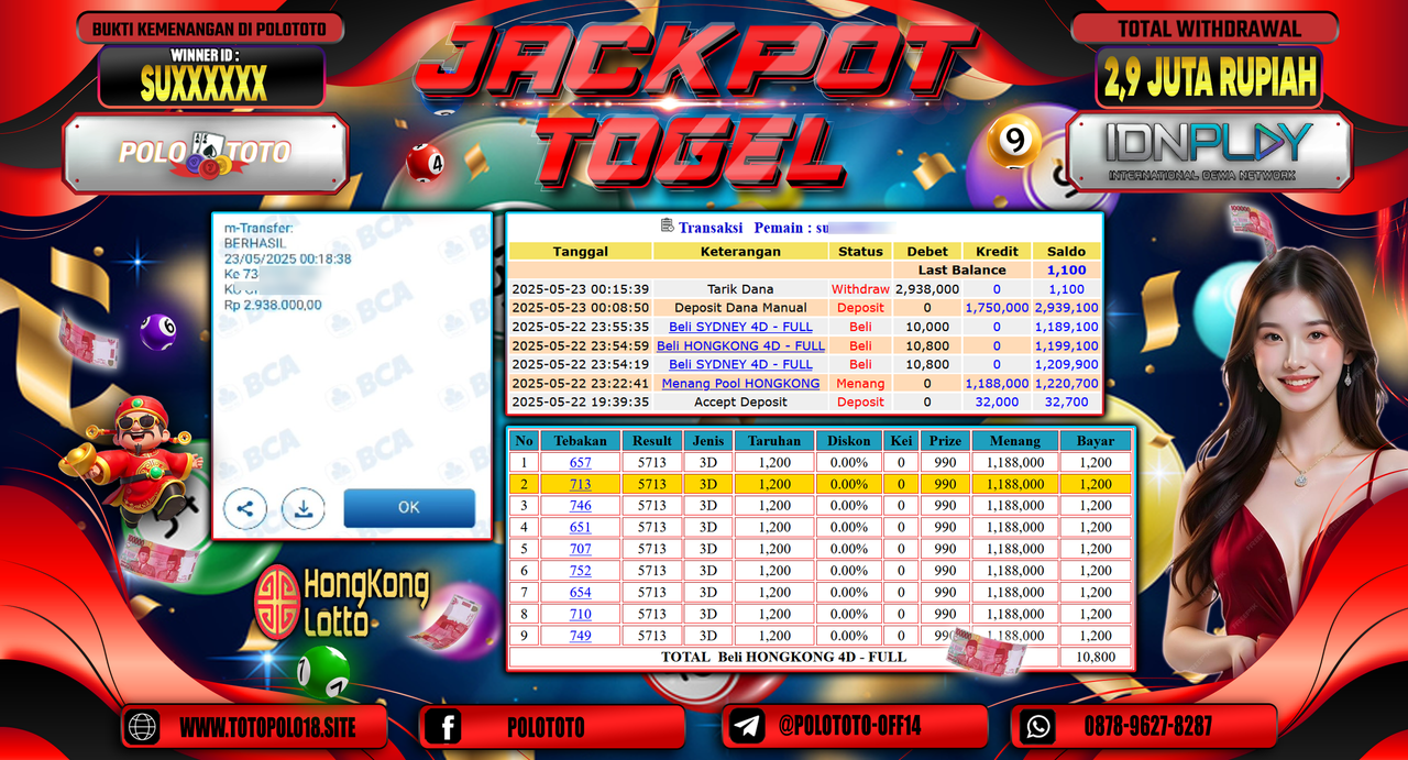 POLOTOTO JACKPOT TOGEL HONGKONG LOTTO Rp.2.938.000,-