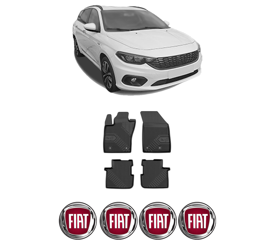 Set covorase presuri FIAT TIPO Estate (356_, 357_) din 2016-2022, auto, din cauciuc thermoplastic, 4 Stickere auto cu FIAT