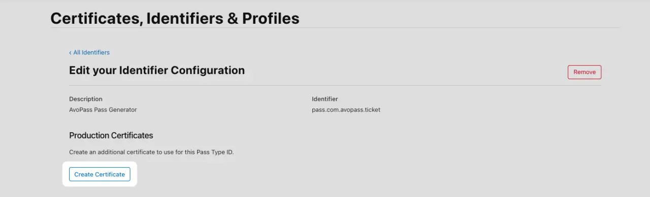 Create Certificate from Pass Type ID
