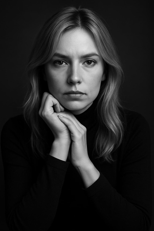 Классический ЧБ-портрет в стиле Rembrandt по фото нейросеть