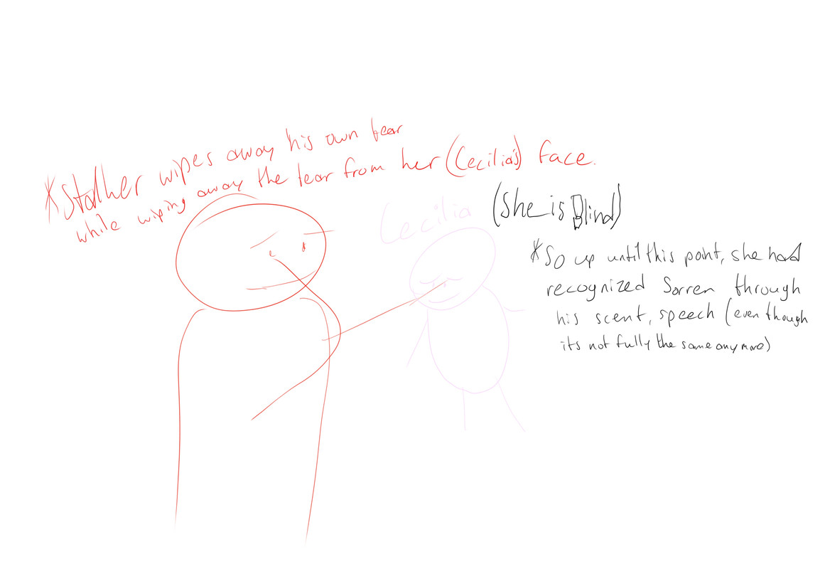 Sorren wipes away the tear from (Blind) Cecilia