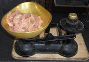 chicken meat being weighed