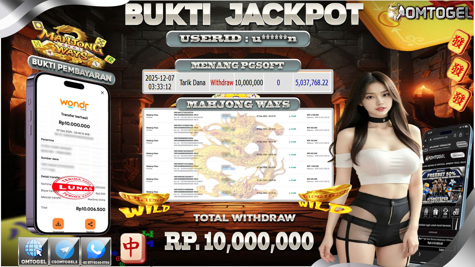 OMTOGEL JACKPOT PGSOFT MAHJONG WAYS   ,10 JUTA DI BAYAR LUNAS ,-