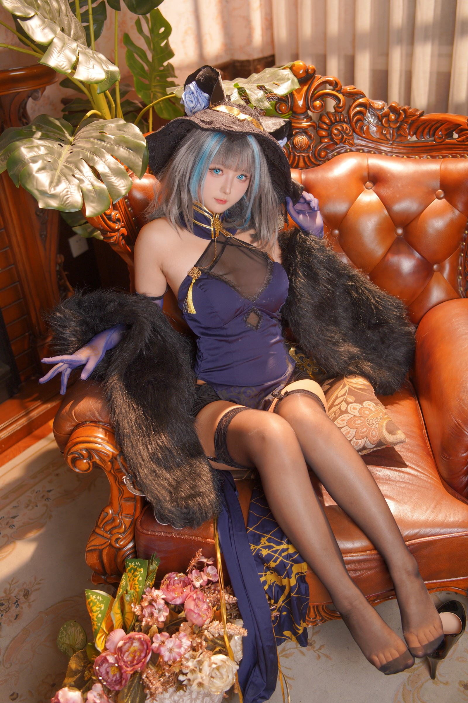 喜欢爱理吗COS二次元写真：柴郡旗袍高清图集（36P-453.8M）插图6