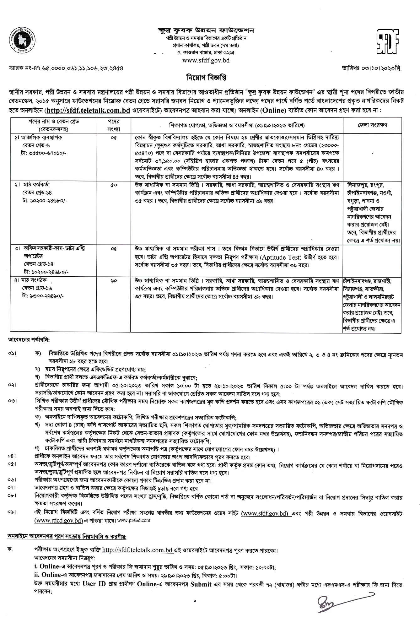 SFDF Job Circular 2023