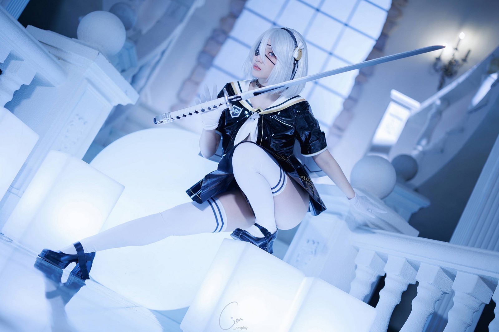 Cien恩恩 2B JK School Uniform Cosplay 高清写真（32P｜15MB）插图7