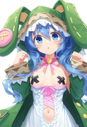 1girl, yoshino (date a live), blue hair, blue eye, Green Coat, animal hood down, s-333346070