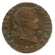 * ERROR * 2 Maravedis año 1832 Fernando VII Segovia. ERROR DE CUÑO C1-D3-E94-A-E48-A-437-A-8-C6-C-63498-ECA813-A