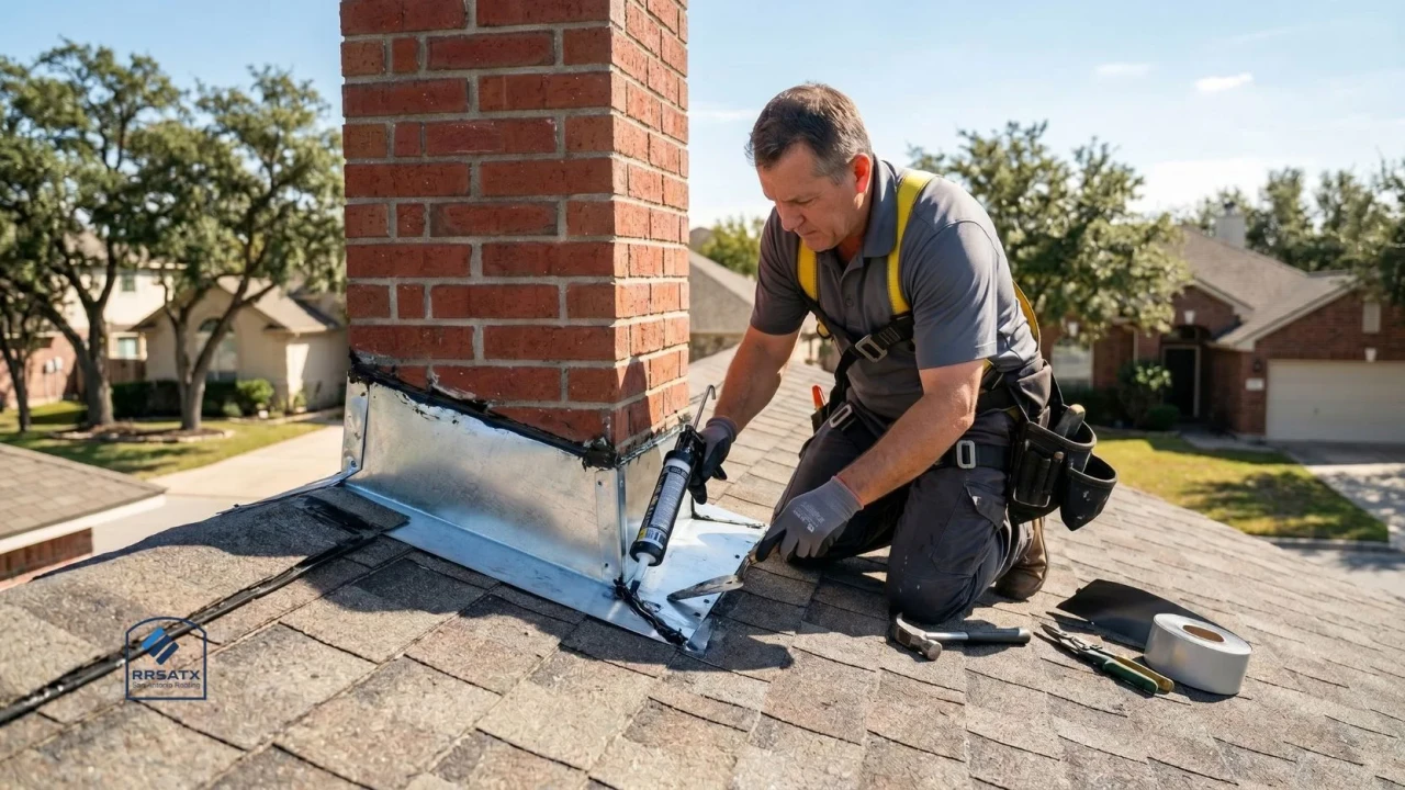 Residential roof leak and flashing repair in San Antonio Texas
