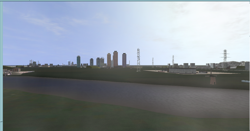 Riverside view City of fictional background oilreffinery