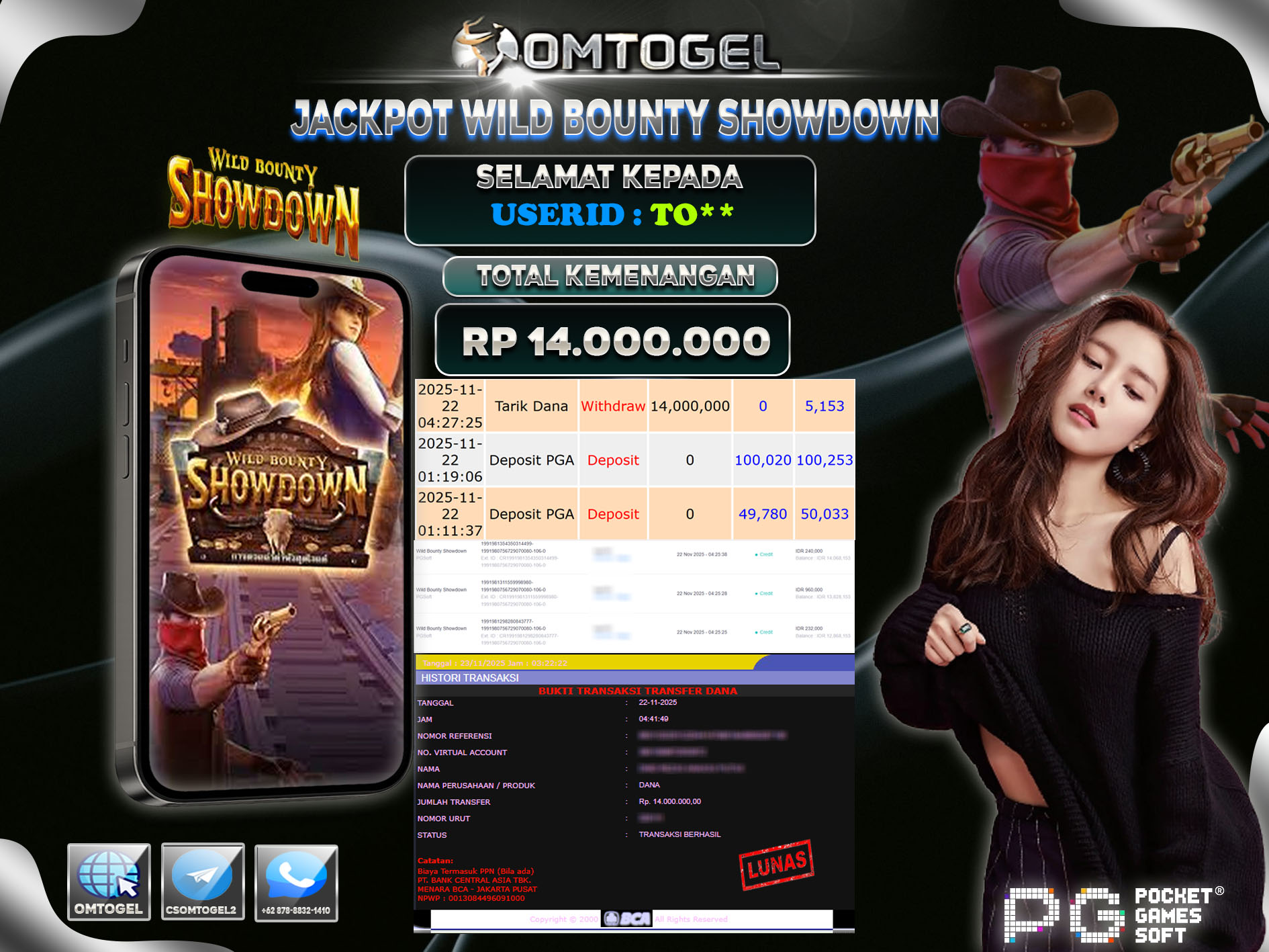OMTOGEL JACKPOT PGSOFT WILD BOUNTY SHOWDOWN ,14 JUTA DI BAYAR LUNAS ,-