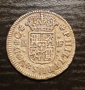 Medio real de Felipe V. de Madrid, 1738, PHILIPPUS V DG. HISPANIARVM REX 20190825-211530