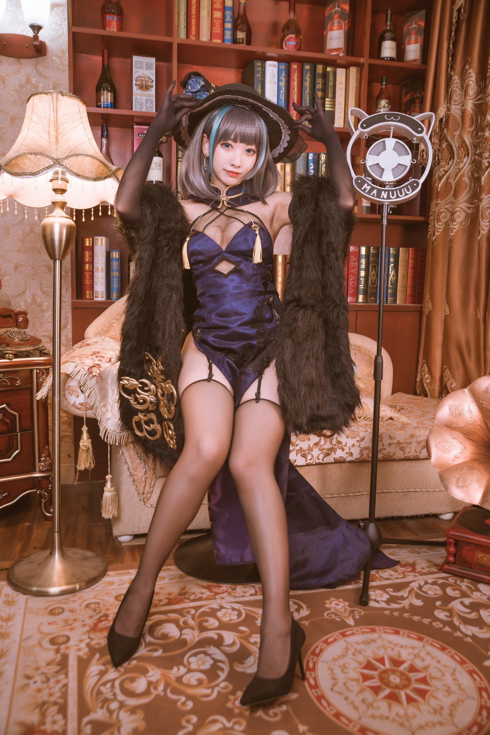 宮本桜 柴郡旗袍 Cosplay 写真｜音乐绚烂 Cait Sith 主题（20P｜409MB）插图5