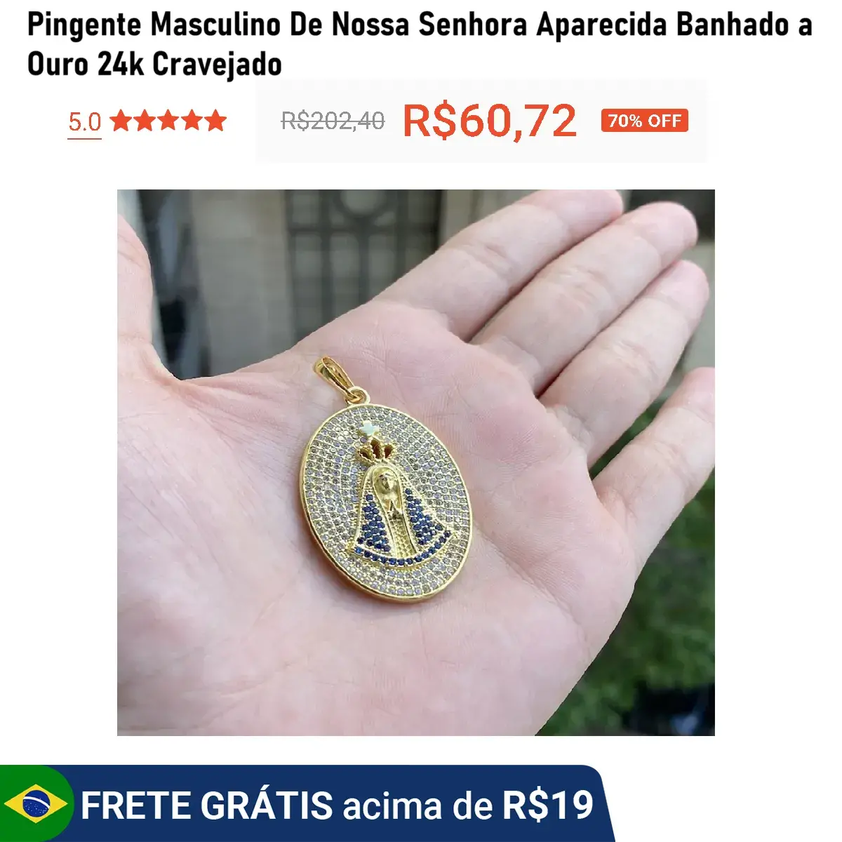 Pingente Nossa Senhora Aparecida Ouro