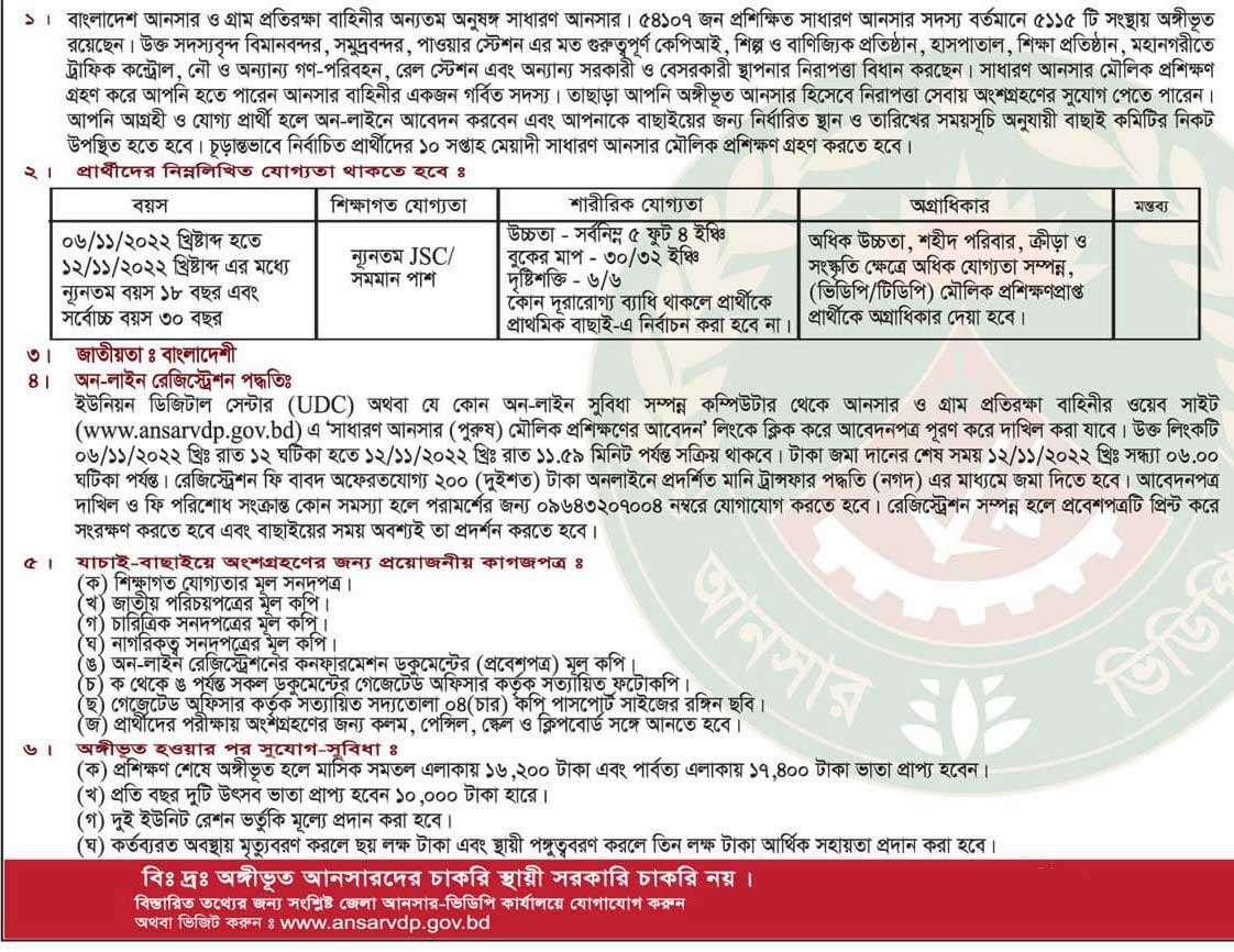 Ansar VDP Job Circular 2022