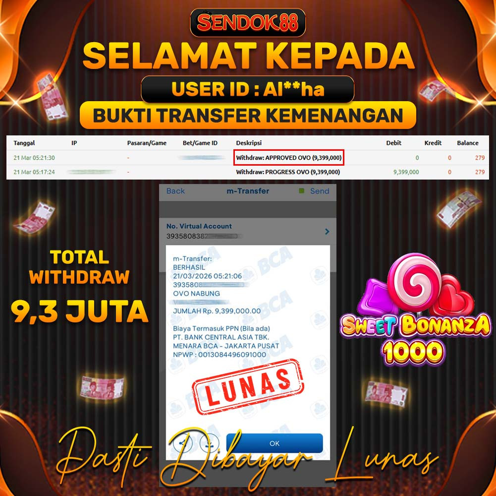 SENDOK88 JEPE! SWEET BONANZA 1000 Rp 9.399.000,- LUNAS!