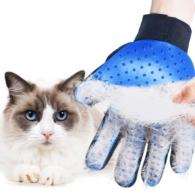 5 Pairs Blue Pet Grooming Gloves for Dogs & Cats - Deshedding, Bathing & Massage Brush