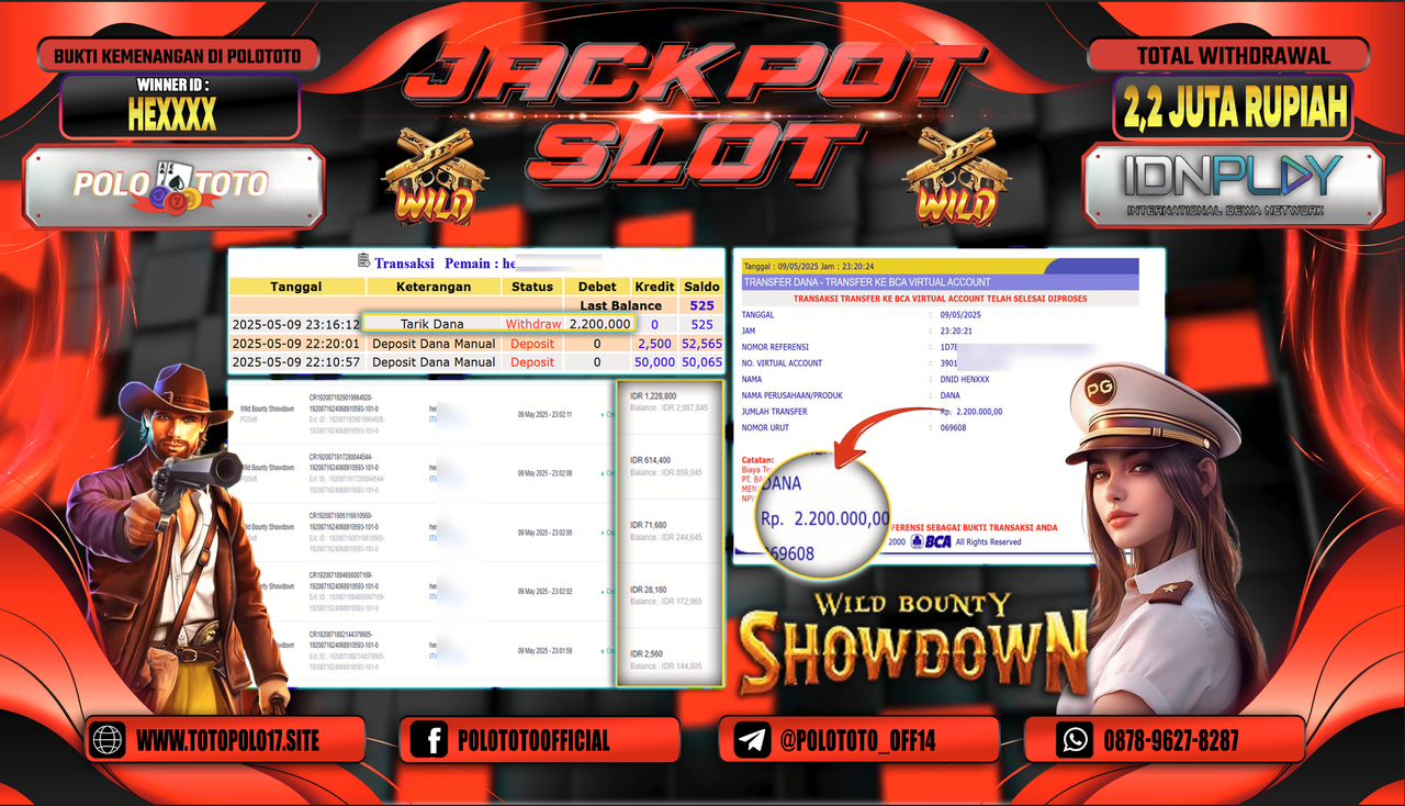 POLOTOTO JACKPOT SLOT WILD BOUNTY SHOWDOWN Rp.2.200.000,-