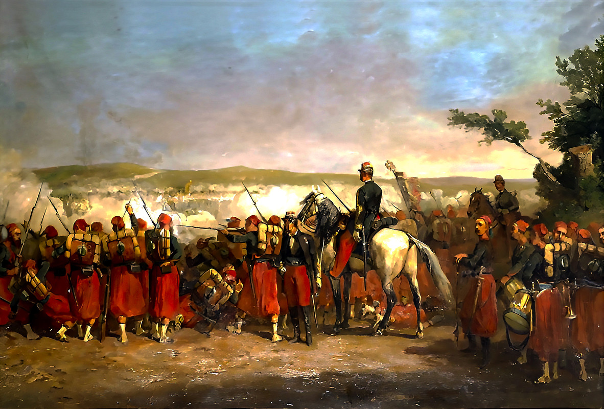 Franco austriaca Palestro el 3º de zuavos en la campana de Italia