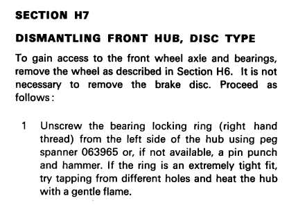 Front Hub Bearing Lockring Errata
