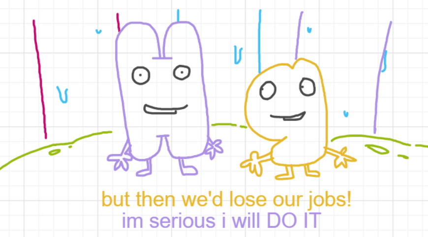A panel from Ready Oar Knot, episode three of the Board Boards object show by Furretwalk/WalkingFurret.