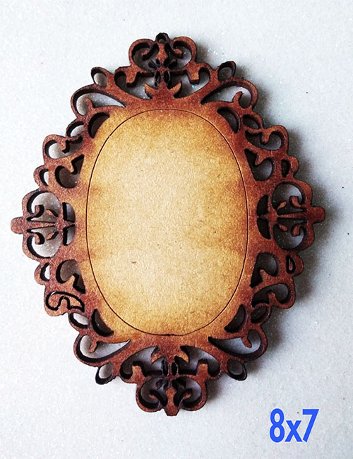 Laser Tabla Ovaldo marco arabesco de 8x7cm