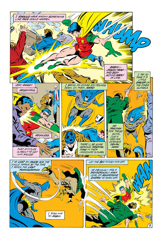 Comic panel of Batman during the Death in the Family arc saying of Jason: That attitude is about to get him killed