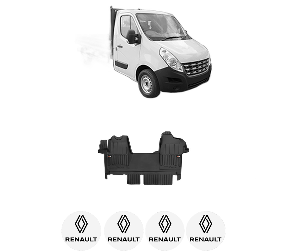 Set covorase presuri RENAULT MASTER III Platform/Chassis (EV, HV, UV) din 2010-2019, auto, din cauciuc thermoplastic, 4 Stickere auto cu RENAULT