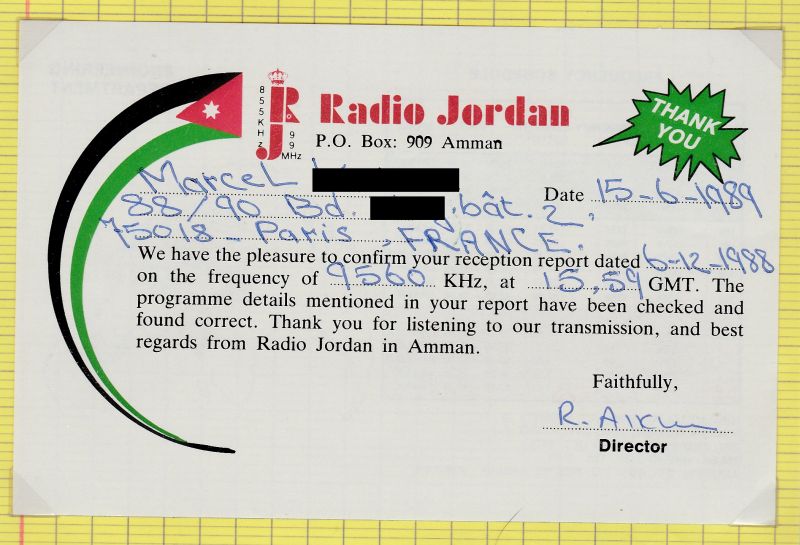 QSL R.JORDANIE QSL-R-JORDANIE