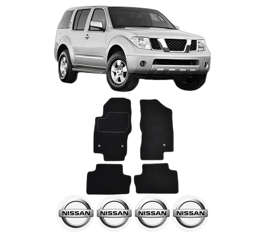 Set Covorase Presuri NISSAN PATHFINDER III (R51) din 2005-2010, Auto, Material Textil Mocheta, 4 Stickere auto cu NISSAN