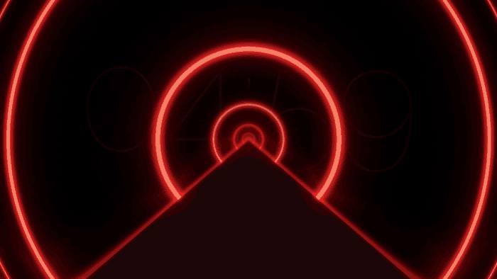 Countdown – Neon Red Pyramid Tunnel Video Loop – 4K