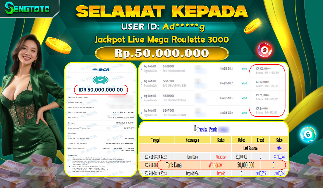 BUKTI PEMBAYARAN SLOT LIVE MEGA ROULETTE 3000