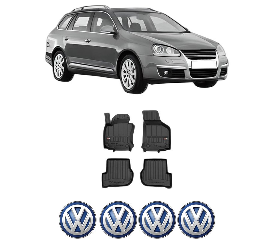 Set covorase presuri Volkswagen GOLF V Variant (1K5) din 2007-2009, auto, din cauciuc thermoplastic, 4 Stickere auto cu Volkswagen