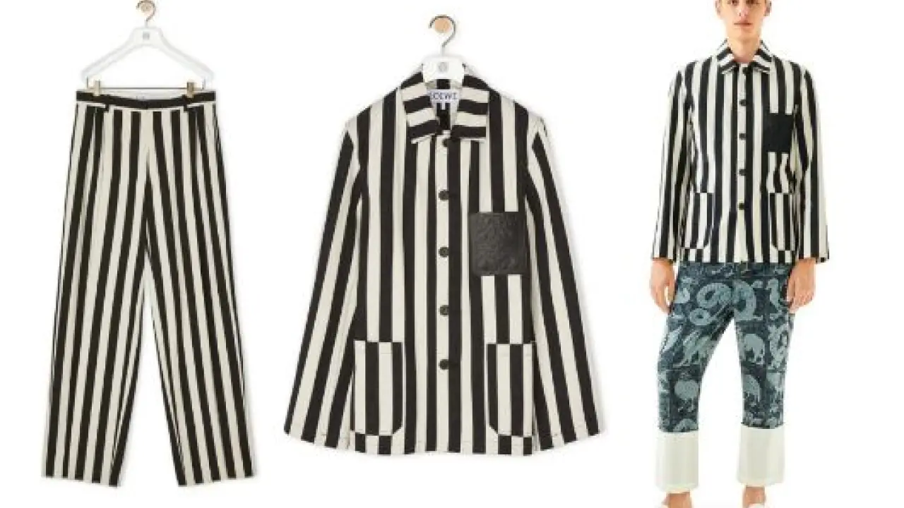 Prendas de Loewe inspiradas en los uniformes de las víctimas del Holocausto. LOEWE
