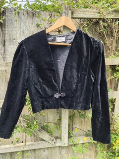 Black Cropped Velour Jacket - Adult 14