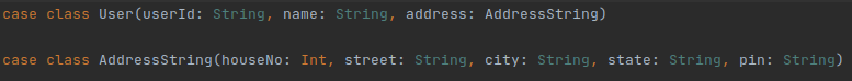 Code snippet showing entity & value object in domain driven design
