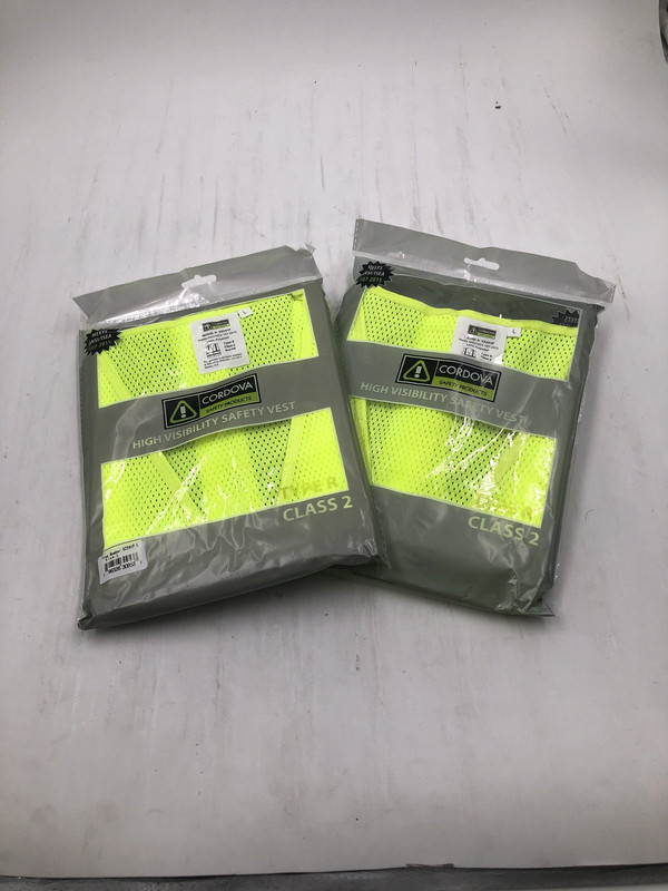 LOT OF TWO CORDOVA CLASS 2 HIGH VISIBILITY SAFETY VEST LARGE VZ241P