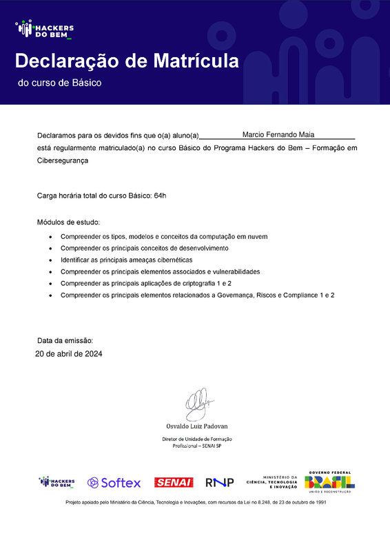 Declaração de Matricula