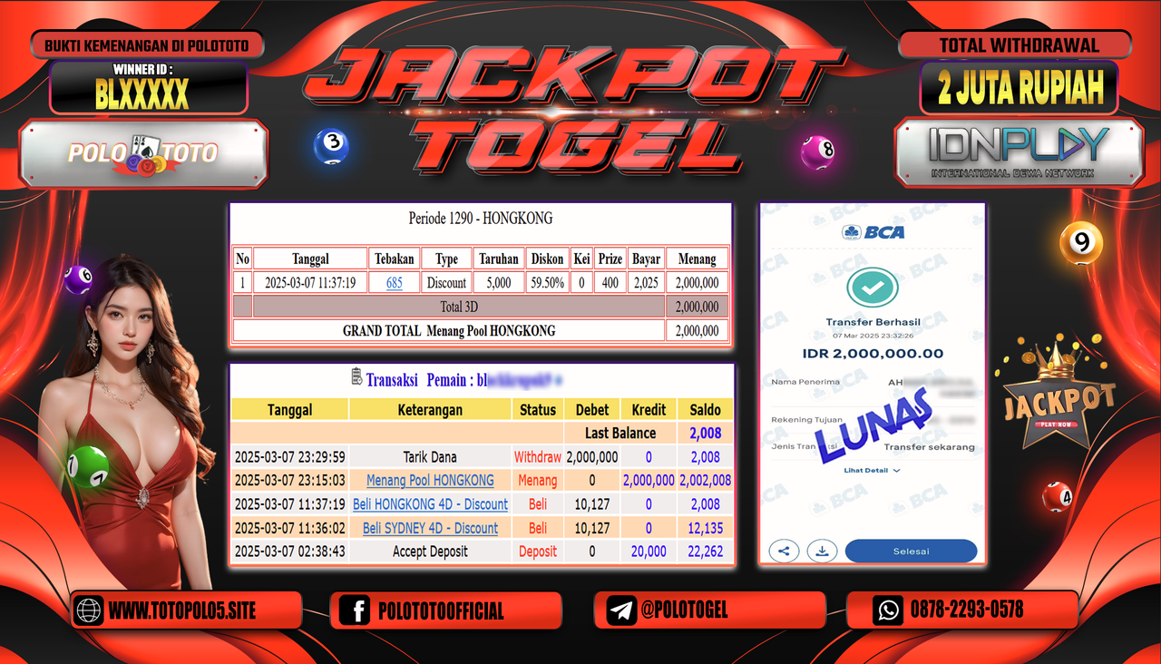 POLOTOTO JACKPOT TOGEL PASARAN HONGKONG Rp.2.000.000,-