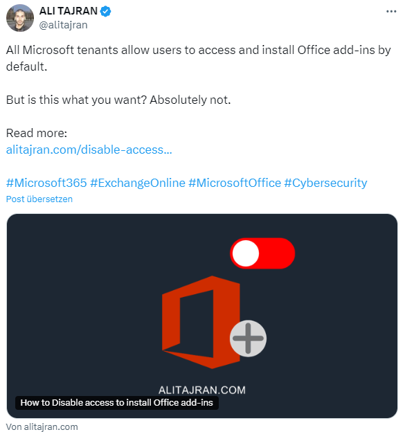 Microsoft Tenant: Prevent Add-in Install