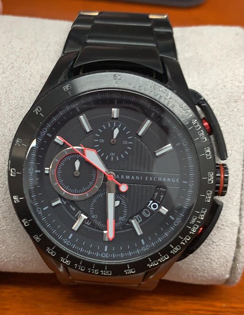 Armani Exchange Chronograph Black Dial Black Stainless Steel