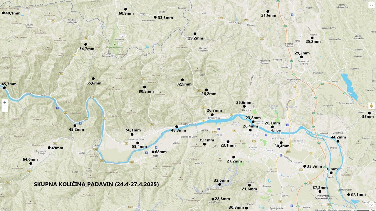 Skupna količina padavin 24.4-27.4.2025 1PART