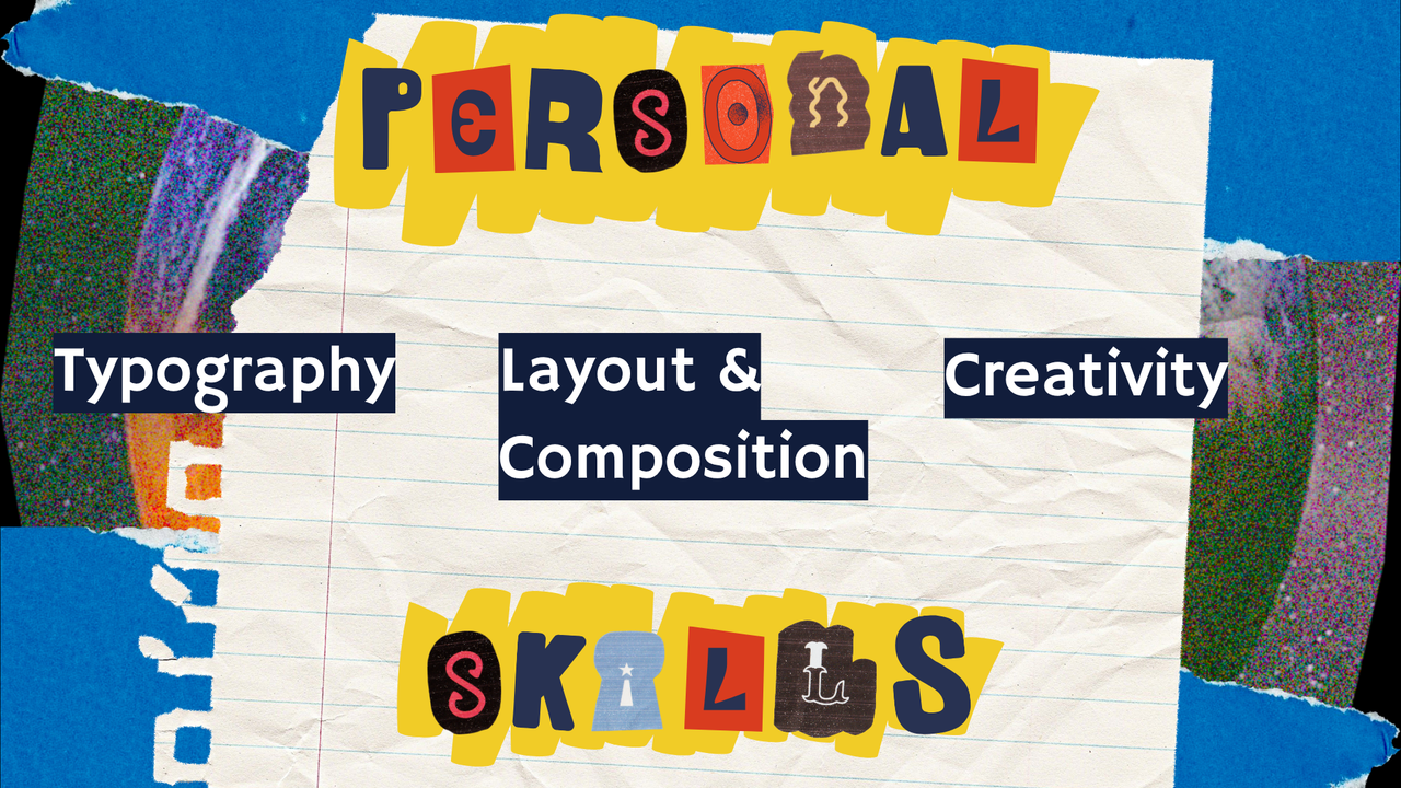 Yellow and Blue Scrapbook Graphic Design Creative Portfolio Presentation