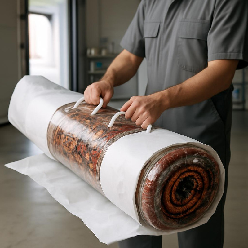 Упаковка ковра для транспортировки в химчистку